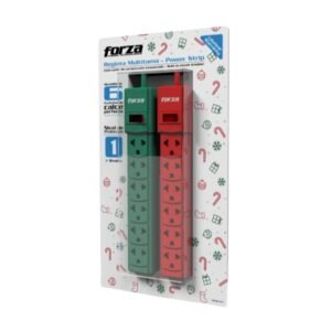 Extensión Regleta Multitoma Forza Ps-001 2pk Power Strip 110/220v 6-universal Verde-Rojo